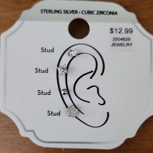 Sterling Silver Cubic Zirconia Stud Earrings